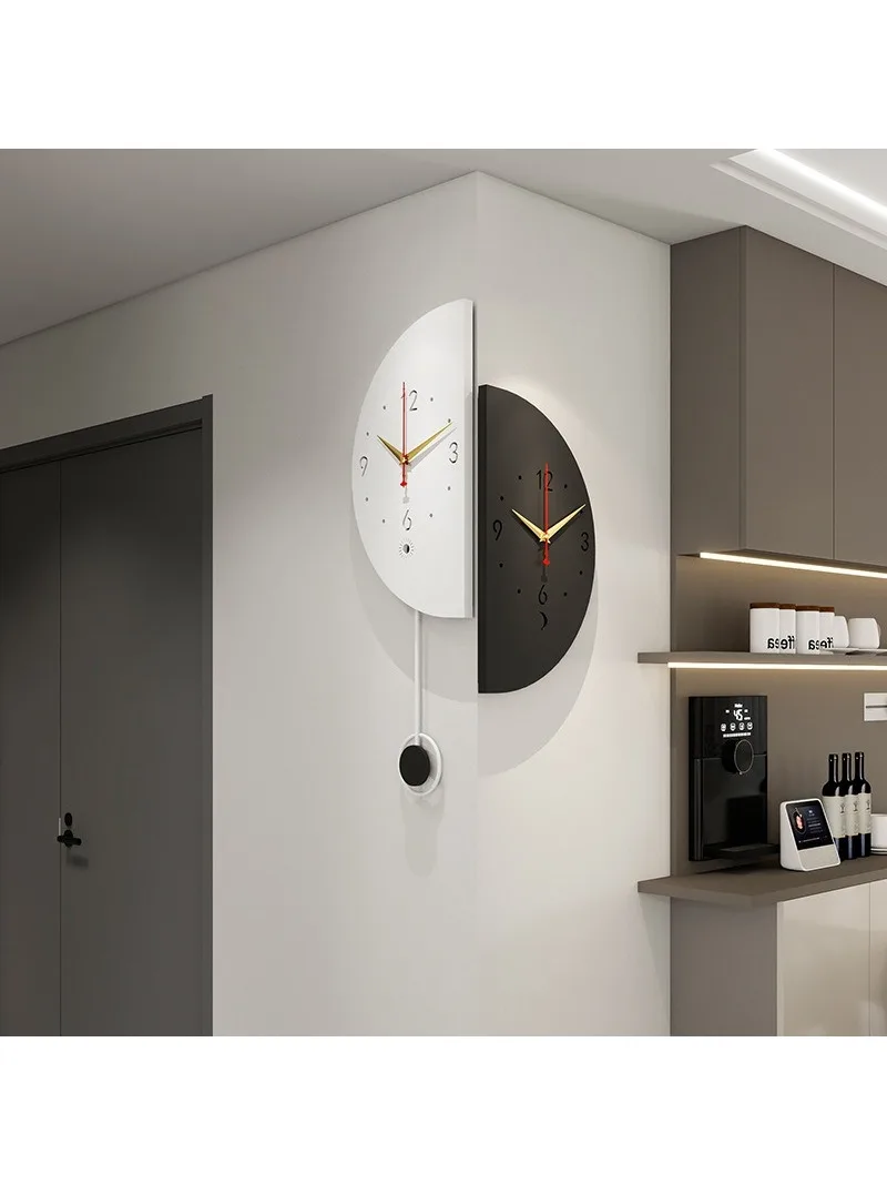 Nouvelle horloge murale d'angle double face pour salon, horloge d'angle domestique, horloge murale créative, lampe murale de luxe légère