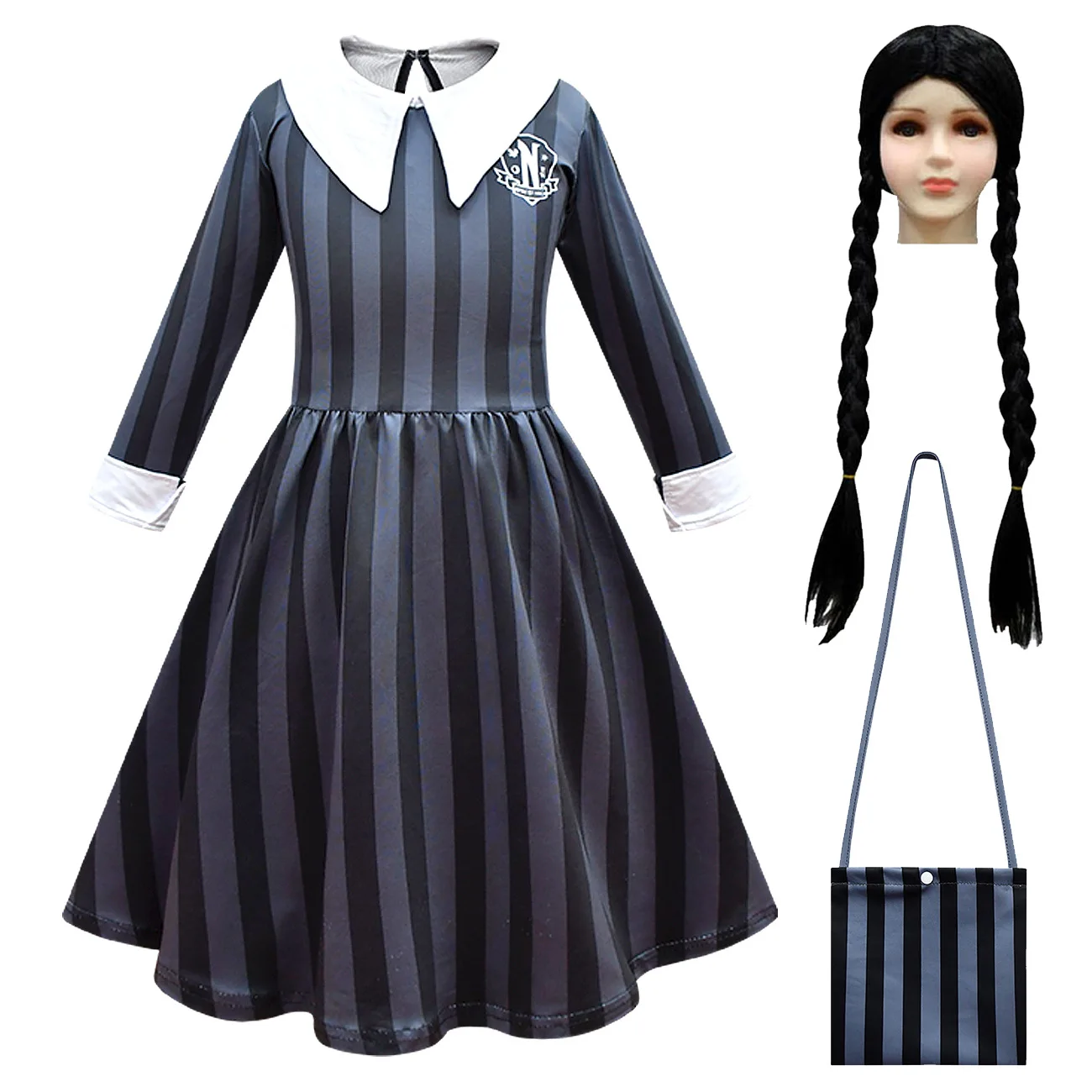 

2025 Kids Wednesday Hot Black Cosplay Costume Girls Party Dancing Dress Vestidos For Carnival Easter Halloween Party Clothes