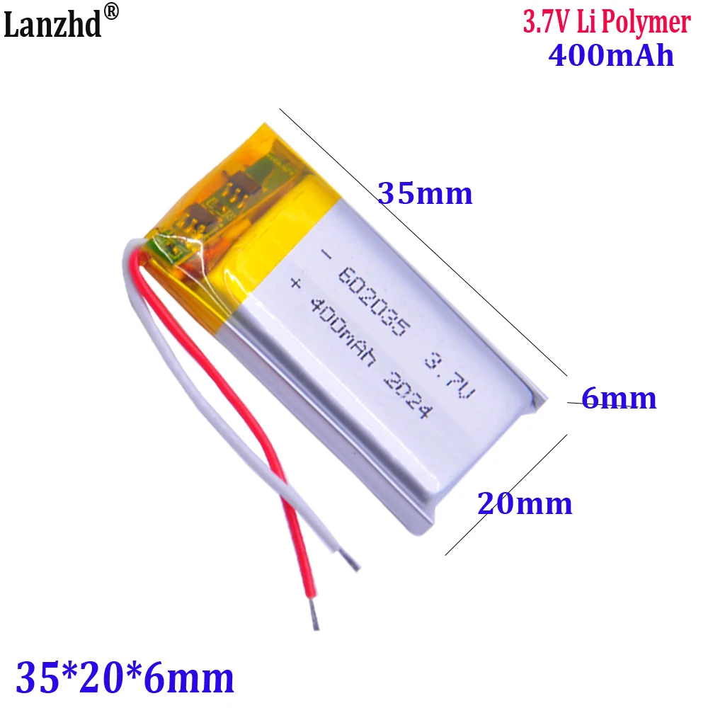 

3.7V polymer lithium battery 602035 400mAh For reading pen voice recorder Bluetooth speaker GPS battery