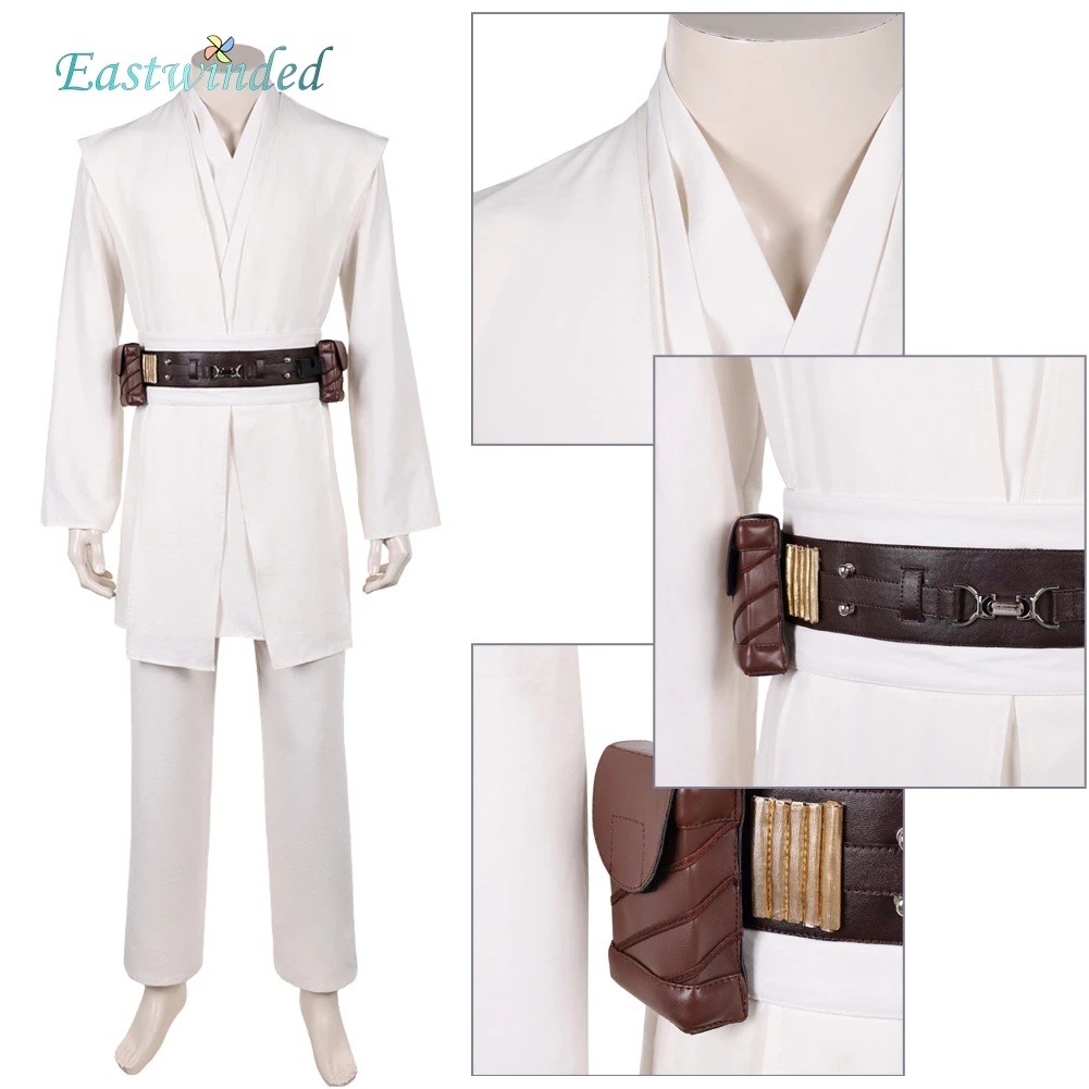 

Movie Space Battle Obi Wan Cosplay White Samurai Costume Men Uniform Clothes Outfits Disguise Halloween Carnival Party Adult
