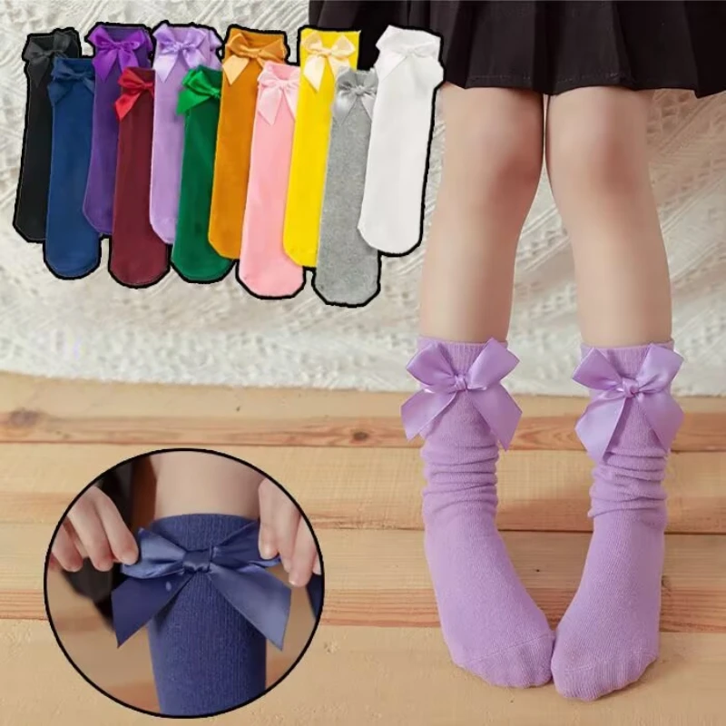 

30cm Girl Big Bow Knee High Long Soft Kids Socks Baby Girls knee long Socks New Toddlers Newborn Bowknot Children socks