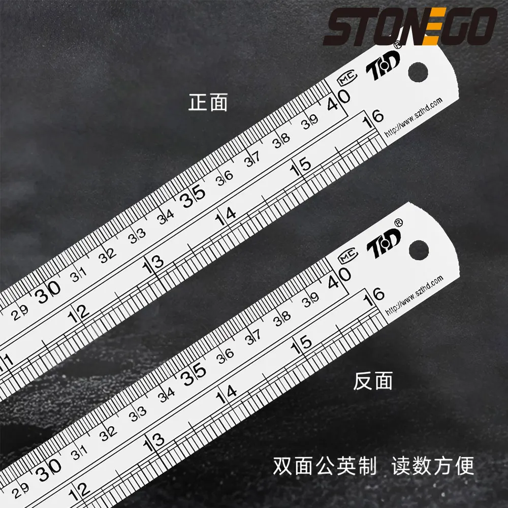 STONEGO 15cm To 50cm Metal Scale Stainless Steel Straight Ruler Measuring Stationery Drafting Accessory Hand Tool