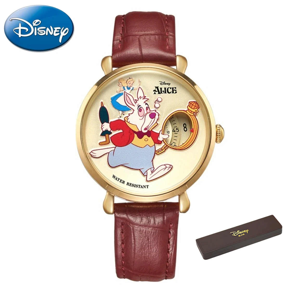 Disney Gift Alice Sleepwalking Wonderland Mr. White Rabbit 2023 Rabbit Year No Point Watch Student Waterproof Relogio Feminino