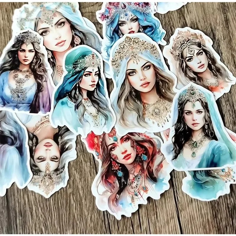 Cute Kawaii Self-made Watercolor exotic ethnic style girls  Daily Scrapbooking Stickers /decorative Diy Craft Photo Albums Paper