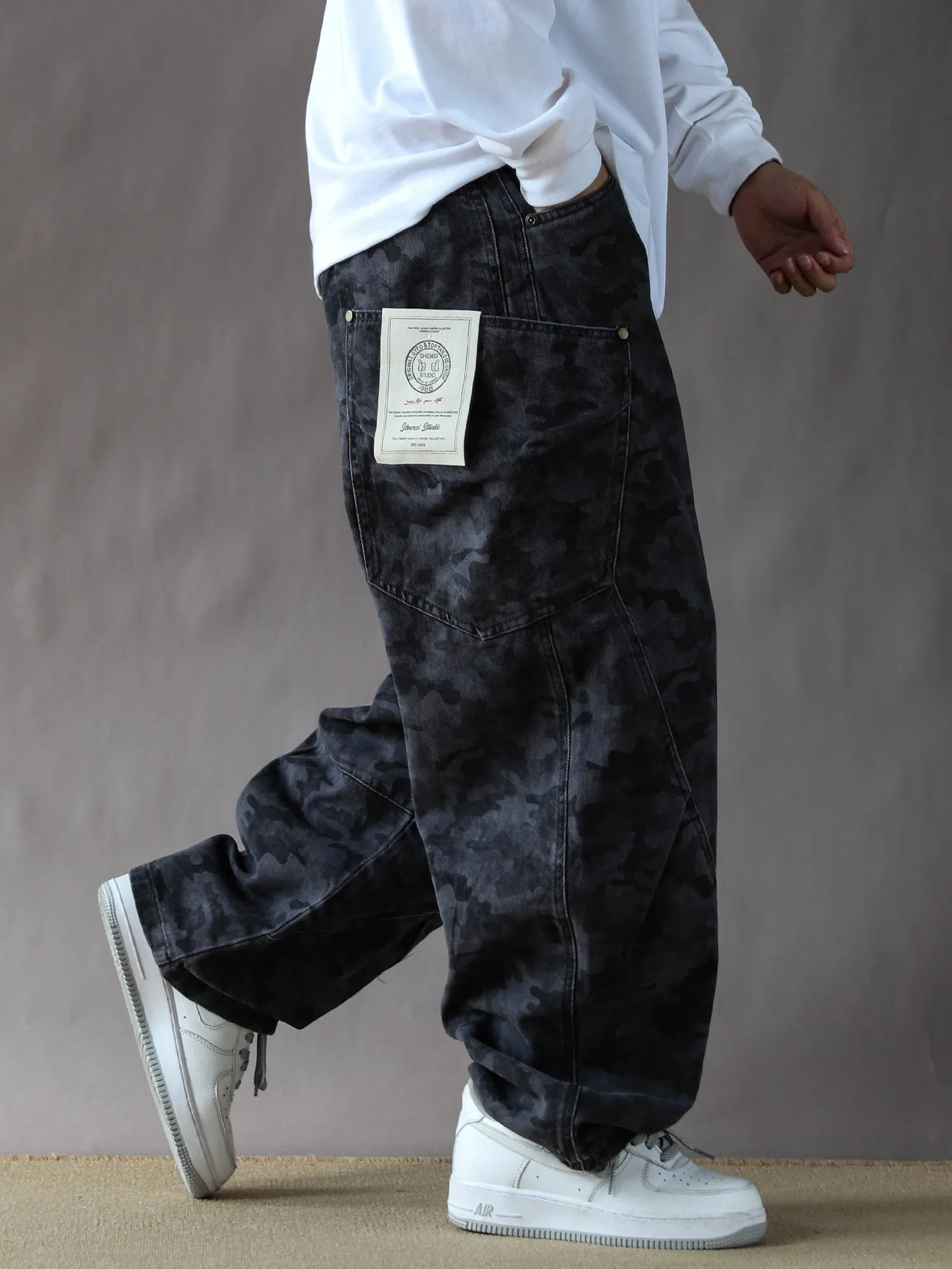 

American Retro Camouflage Work Pants Men's Loose Casual Deep ey Straight Leg Wide Leg Pants Autumn New Sle Cotton Fabric