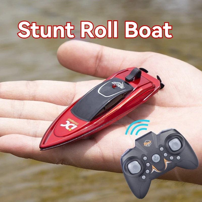 2,4 g Mini-Fernbedienungs-Schnellboot für Kinder, wiederaufladbar, wasserdicht, Hochgeschwindigkeits-Wettkampfboot, männlich und weiblich, schwarz, Technolo