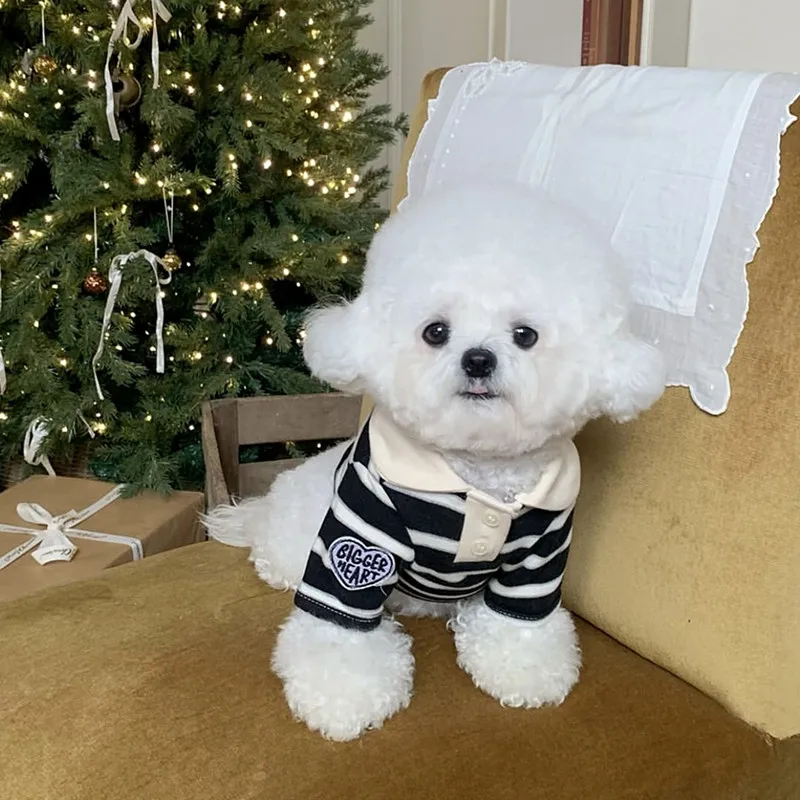 Dog Polo Shirt Puppy Summer Clothes Fashion Striped Collar Shirt for Dogs Cat T Shirt Chihuahua Bichon French Bulldog Pet Vest