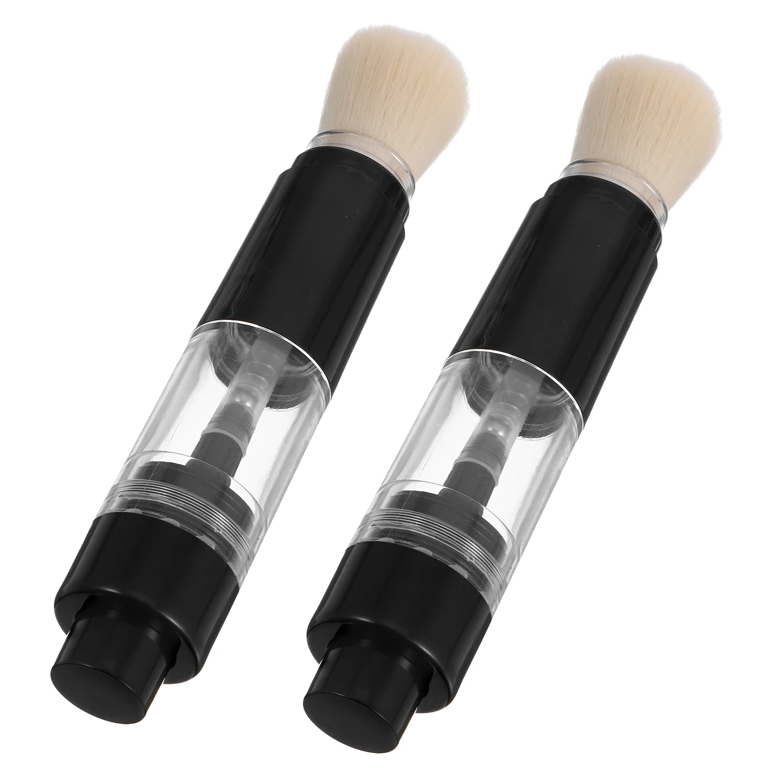 

2 pcs Press Type Makeup Brush for Loose Powder Portable Refillable Travel Powder Brush with Highlighter Blush Function