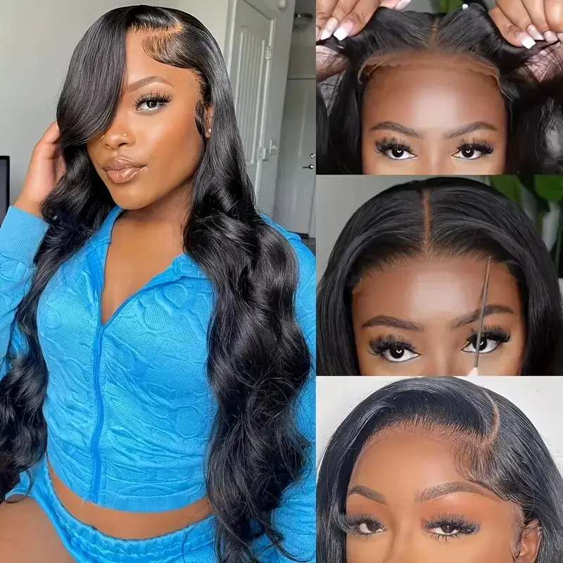 180 Density Natural Black 13x4 HD Lace Front Wig 18 Inch Body Wave Wigs Wavy Glueless Pre Plucked For Women Hair Wig