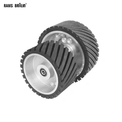 200/250/300*100mm Grooved Rubber Contact Polishing Wheel Belt Sander Grinder Polisher Wheel Dynamically Balanced