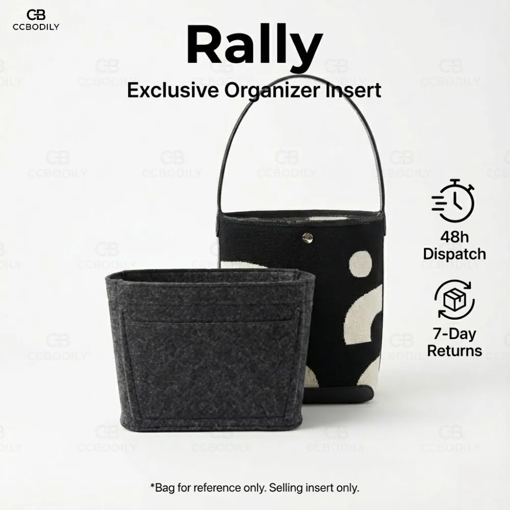 Felt Insert Bag Organizer Fits Rally The Bag Bucket Tote Liner Shaper Inner Purse Divider with Zipper Pocket Lightweight Storage