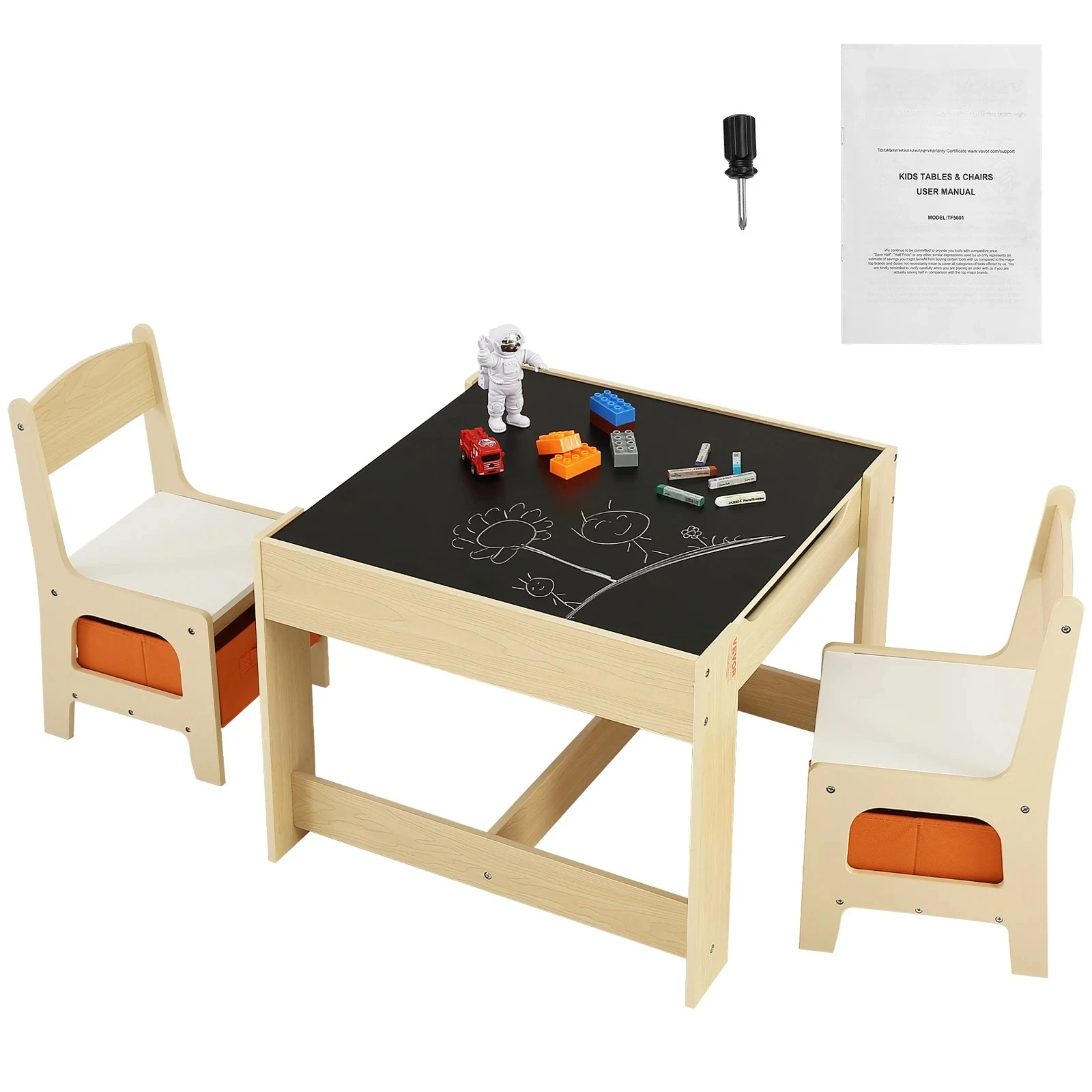 Kids Table and Chair Set Wooden Activity Table with Storage Space and Boxes Kids Table for Art Craft Reading Learning