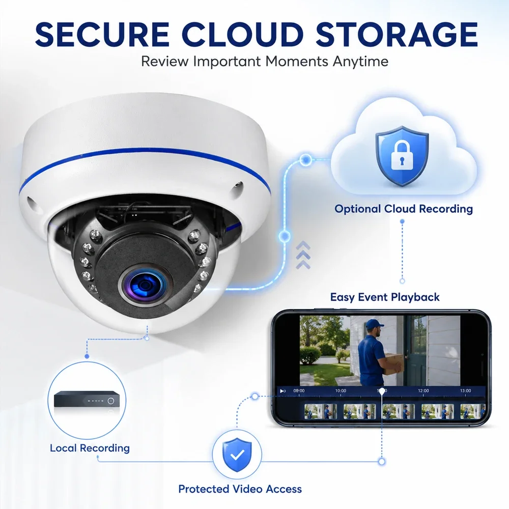 4K 8MP POE Network Dome IP Cameras Home Security 1/2/3/4PCS Night Vision CCTV Camera Audio Video Audio Record Video Surveillance