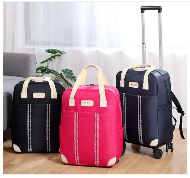 Women travel handbag with wheels Rolling luggage bag Trolley Luggage bag wheeled Backpack Travel Trolley Carry on hand luggage AliExpress 1524