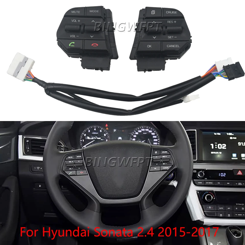 

New Multifunctional Wheel Button Volume Control Button Switch With Backlight For Hyundai Sonata 9 2.4 2015 2016 2017 Steering