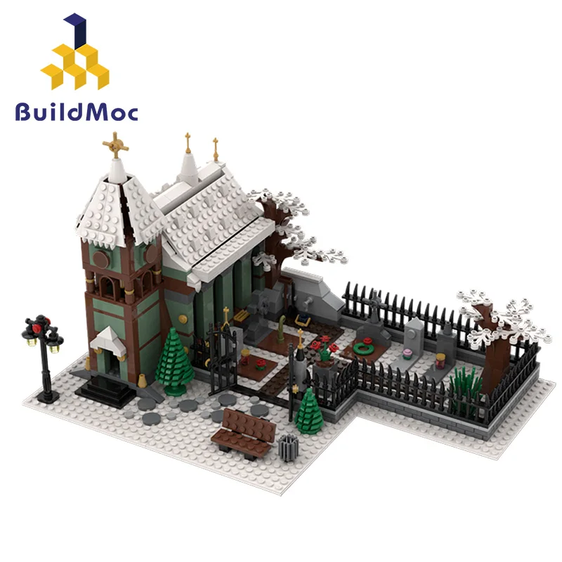 

MOC-31149 Winter Village Church with Snowy Graveyard Building Blocks Kit Christmas Architecture House Brick Model DIY Kid Toy