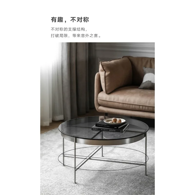 

Nordic Creative Light Luxury Italian Stainless Steel Glass Tea Table Combination Designer Small Unit Living