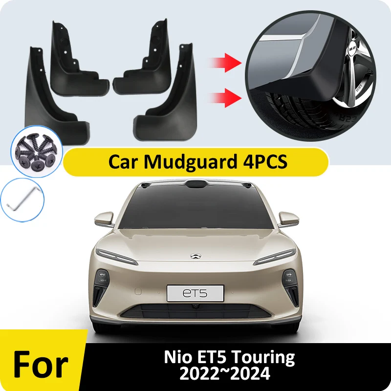 4x Mudguards Set Molded for Nio ET5 Touring 2022 2023 Car Mud Flap Wheel Splash Guards Front Rear Fender Mudflap Car Accessories