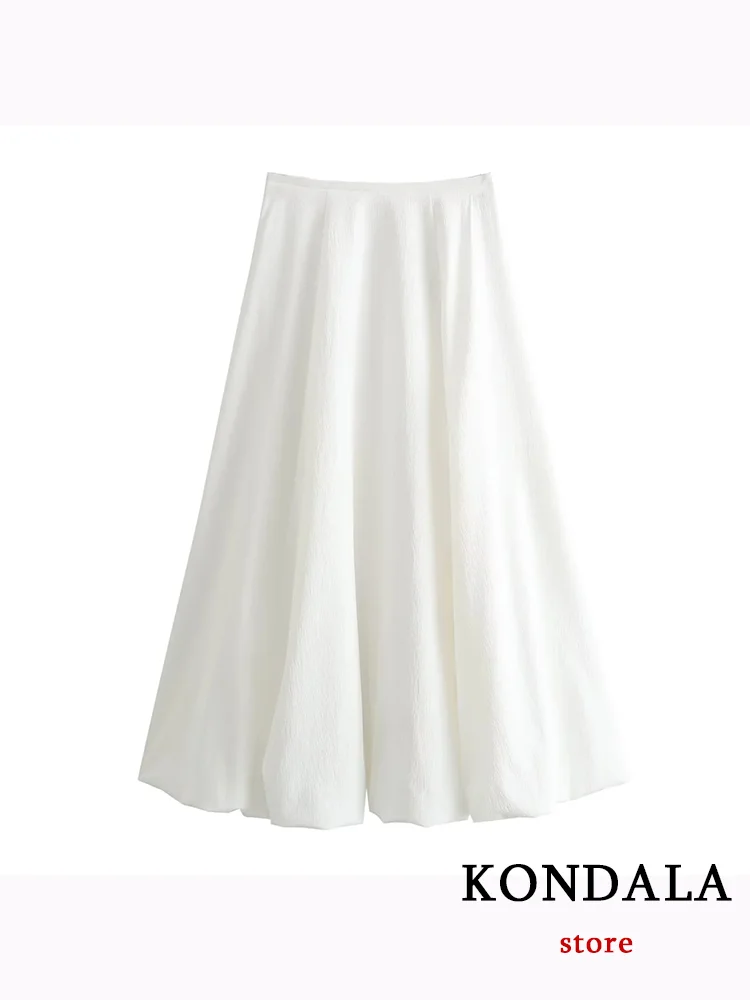 KONDALA Sexy White Beach Style Women Sets Cropped Tops Women+High Waist Ruffles Long Skirts Fashion 2024 Summer Holiday Sets