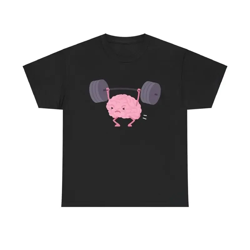 T-shirt de musculation Brain Weight Lifting, fitness, gym, connaissances, étude, entraînement intelligent, école