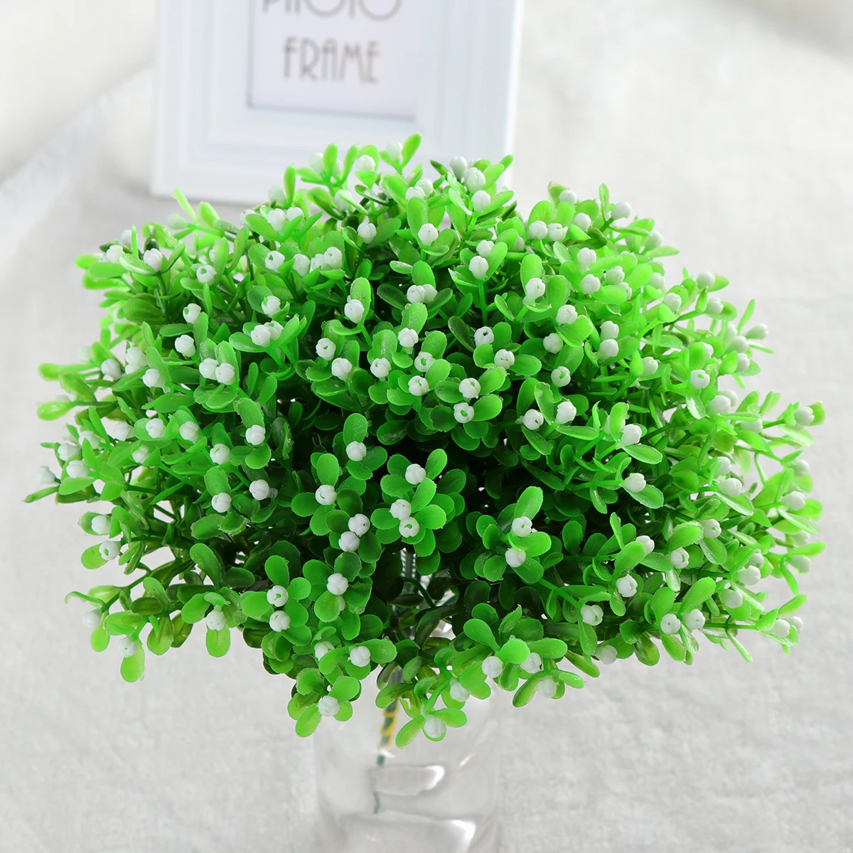 

10 Pcs Artificial Fake Flower Faux Plastic Grass Flowers Simulation Plants Greenery for Indoor and Outside Wedding Office(White)