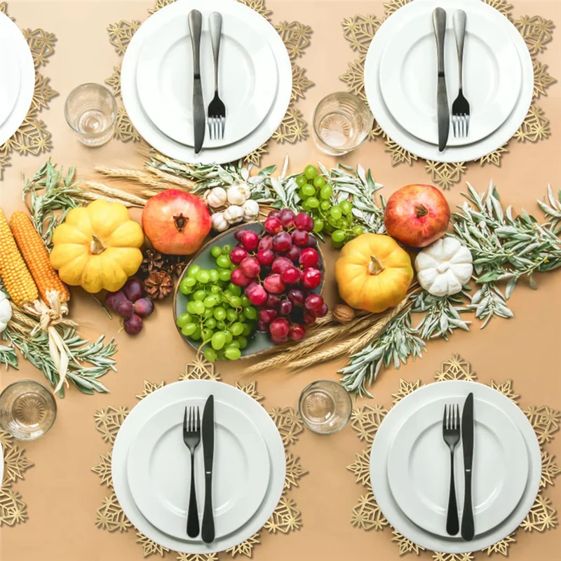 

CYCLI-Snowflake Placemats Decorations Red Snowflake Tablemats Kitchen Table Mats For Christmas Holiday Wedding Decorative B Dura