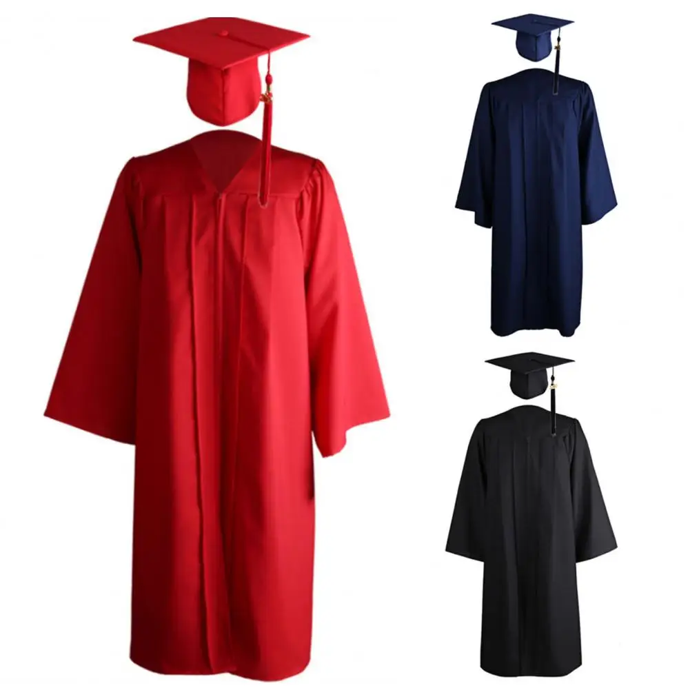 Ensemble de robe de graduation plissée avec fermeture à glissière pour les travailleurs, robe de graduation souple, chapeau