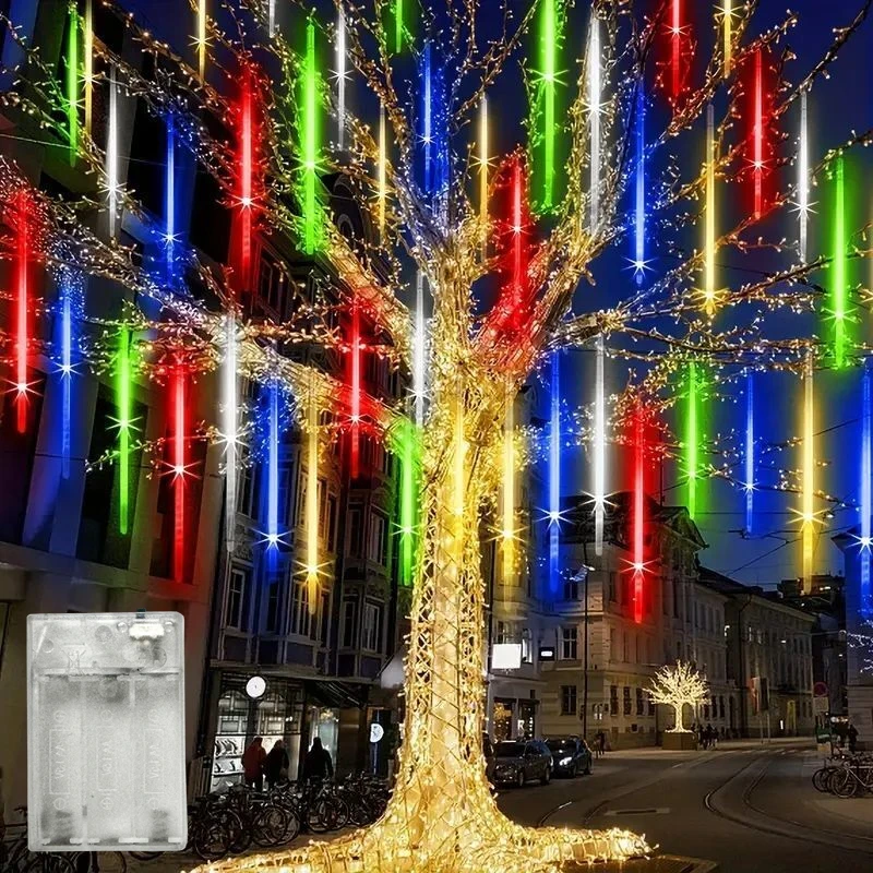 LED النيزك دش المطر أضواء السقوط الجنية سلسلة ضوء لعيد الميلاد عيد الهالوين عطلة فناء الزفاف ديكور بطارية تعمل بالطاقة
