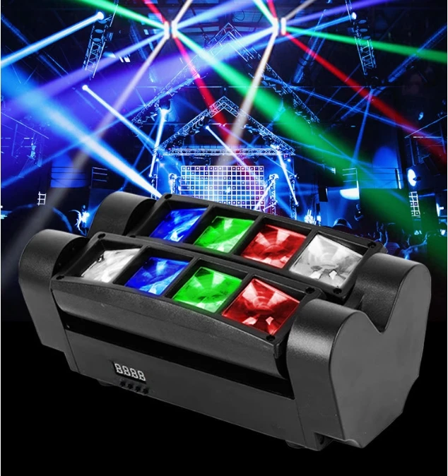 Mini LED Spider Light 8x3W RGBW Moving Head Sound Activated DMX-512 Strobe Beam Lamp for KTV  Party DJ