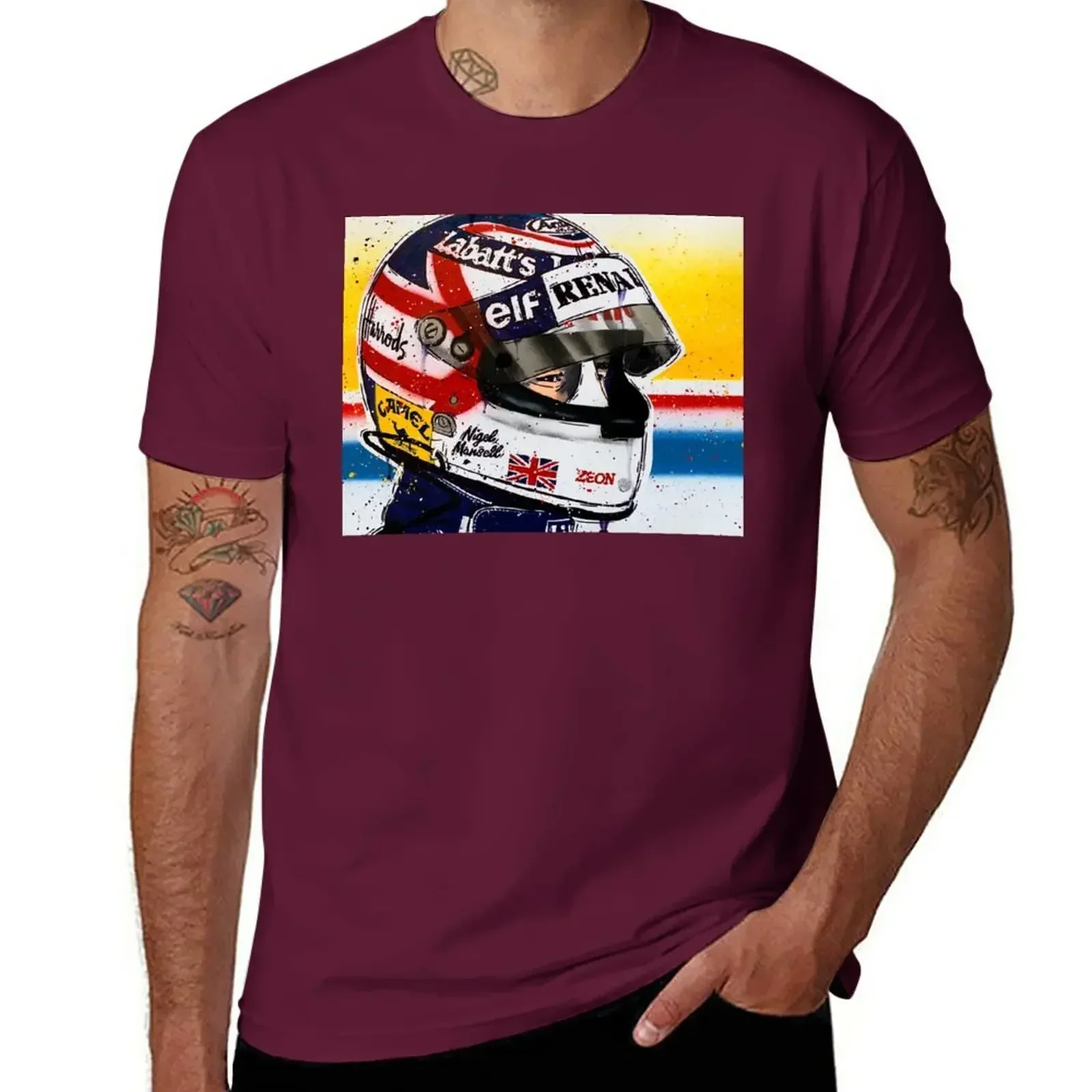 Aesthetic clothes blanks t shirts for men clothing oversized Nigel Mansell - Williams graffiti painting by DRAutoArt T-Shirt