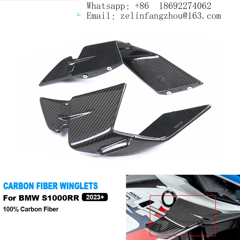 AKOSO 100% 3K Carbon Fiber Side Panels Fixed Winglets Motorcycle Winglets For BMW S1000RR 2023 2024