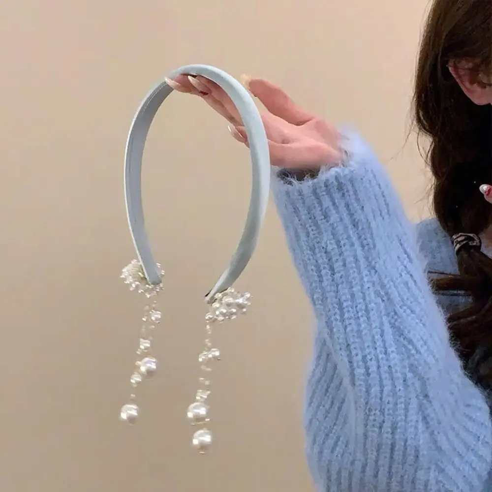 

Temperament Satin Tassel Bell Hair Band Butterfly Elegant Ethnic Style Hair Hoop Crystal Pendant Pearl Headband Girls
