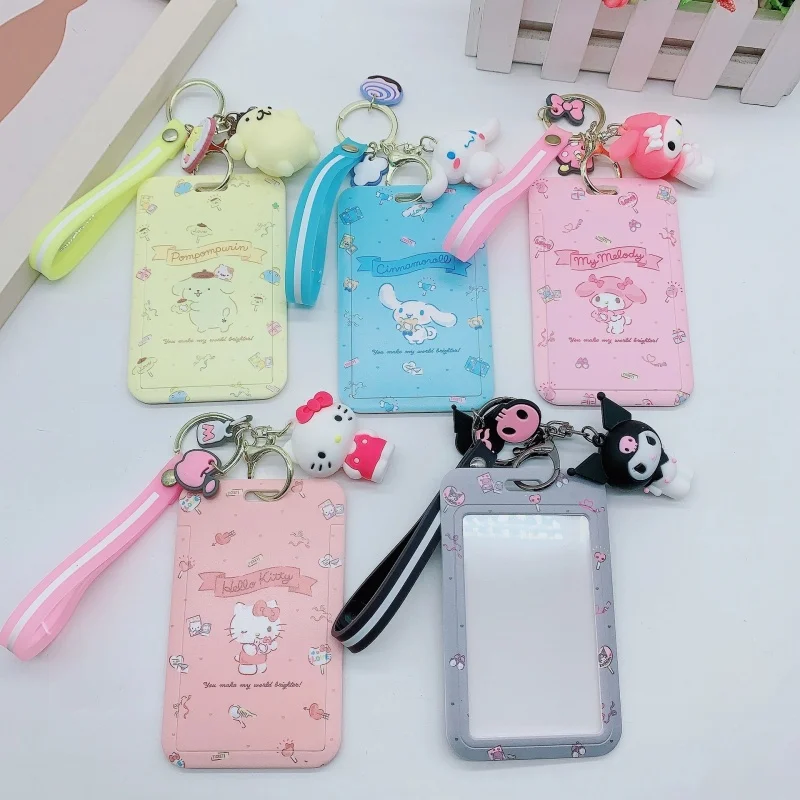 พวงกุญแจซานริโอ้ลายคิวท์ ซินนามอโรล มายเมโลดี้ อนิเมะ ที่ใส่บัตร พวงกุญแจน่ารัก ที่ใส่บัตรพลาสติก สายคล้องบัตรสำหรับสาวๆ