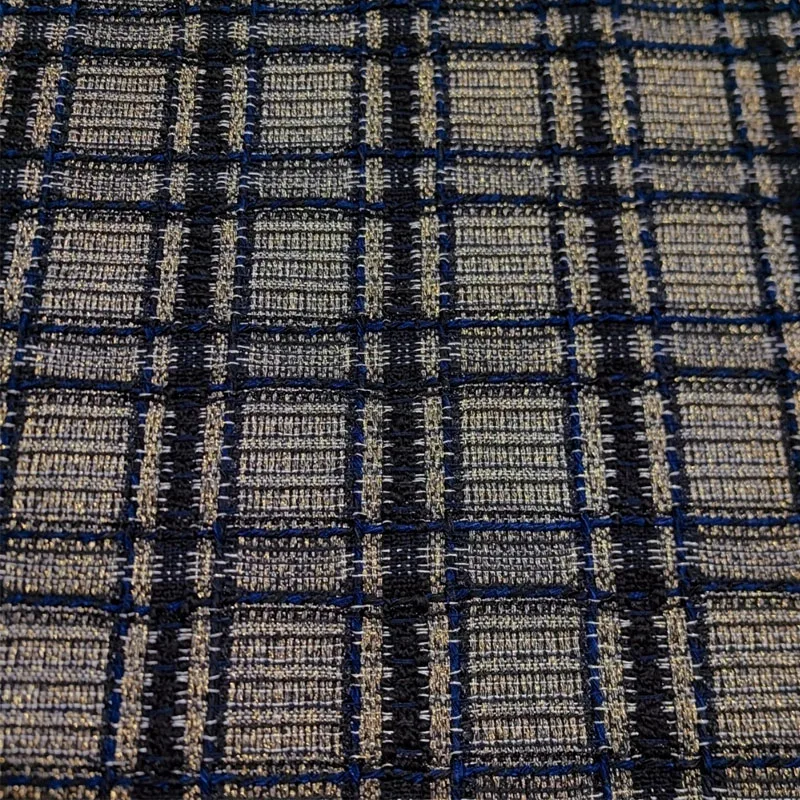 

Blue and Black Lattice Yarn-Dyed Braide Wool Tweed Fabric For Woman's Autumn Jacket Dress Suit Coat DIY Cloth Sewing Material