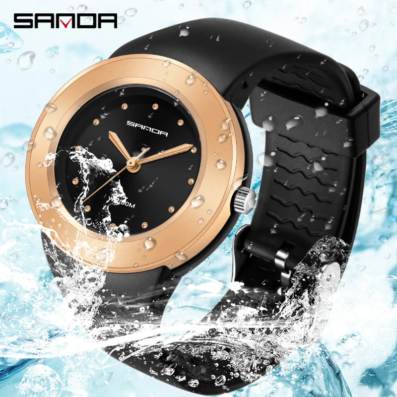 SANDA 3119 Quartz Watch Leisure Creative Crystal Sports Outdoors Waterproof Pointer Display for Men and Women's Watches Gift