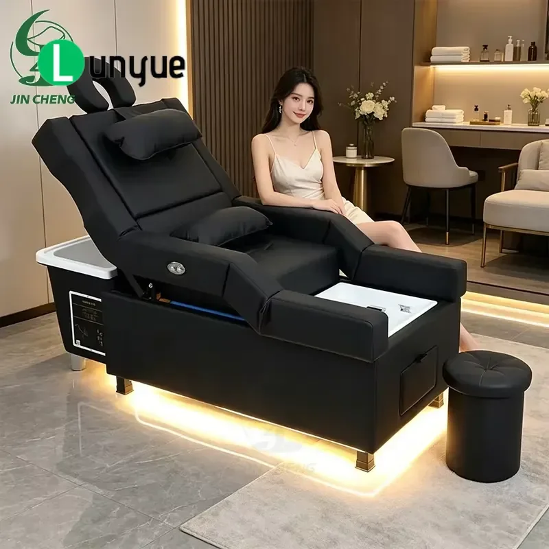 Electric Reclining Shampoo Bed for Thai Head Spa Hair Pedicure Chair Massage Cleaning Furniture Wholesale Price