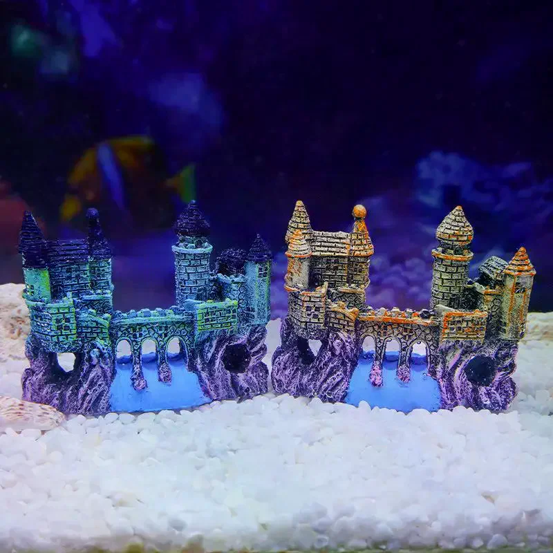 1Pcs Landscaping Resin Rockery Aquarium Rockery Home Craft Creative Castle Shape Fish Tank Ornaments Decoration