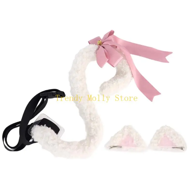 N5KB pièces Queue Oreilles En Peluche Fausse Fourrure Animaux Renards Loup Chats Costume Halloween Déguisement Costume