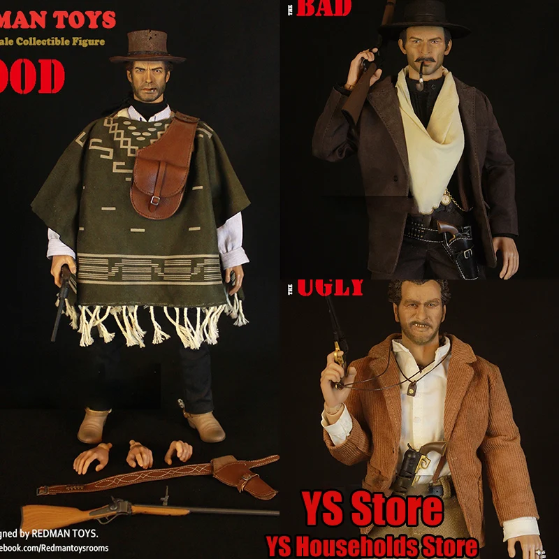 Redman Speelgoed Origineel 1/6 Rm042 Goede Rm043 Bad Rm044 Lelijke Man Actiefiguur Mexico Stad Filmserie 12 "Volledige Set Cowboymodel