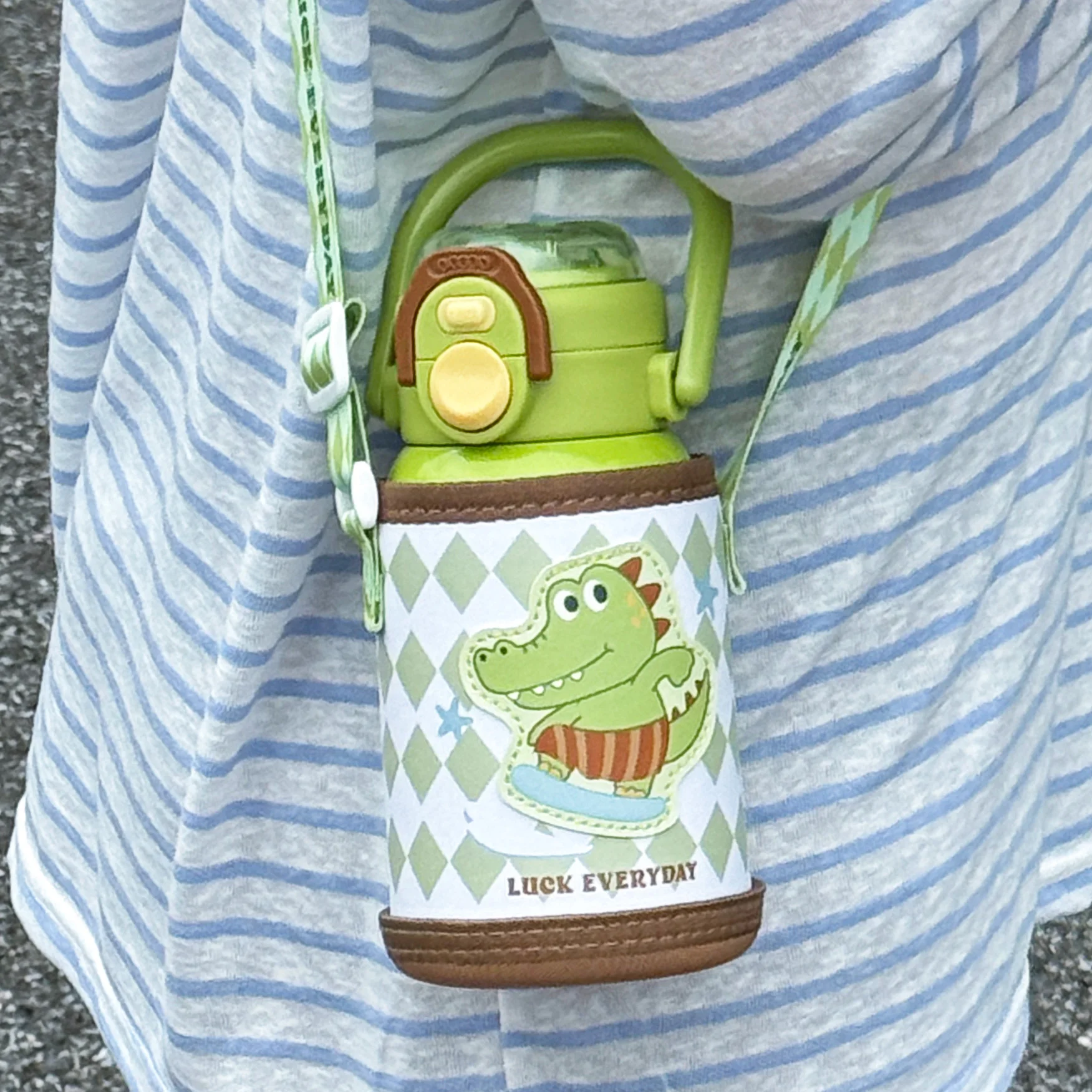 1pc Cartoon Insulated Water Bottle, 500ml Dual Drink Thermos with Sleeve & Carry Handle, Portable Sports Thermal Cup