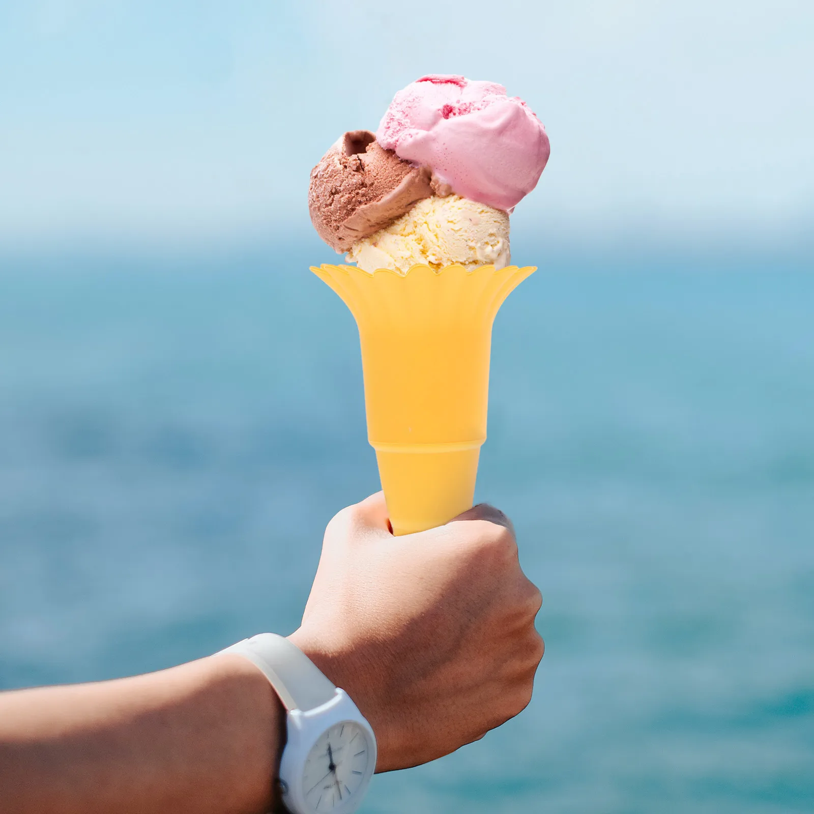 

3pcs Silicone Ice Cream Cone Holders Foldable Reusable Anti-Flow Design Dishwasher Safe For Popsicle Storage Display Party Use