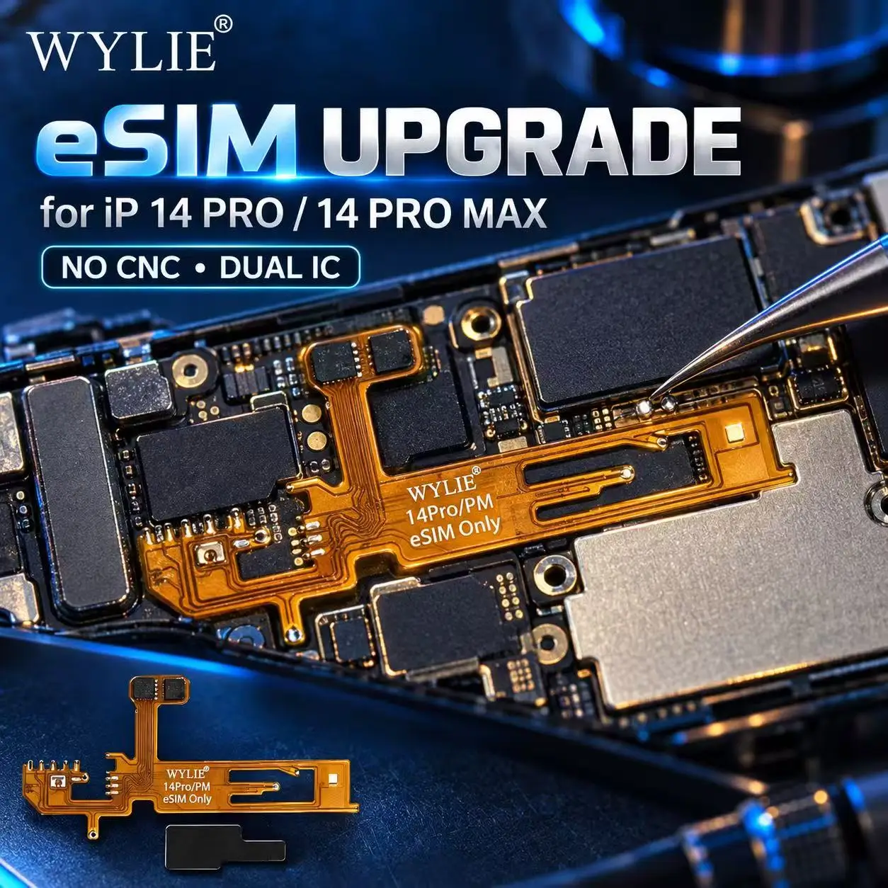 WYLIE eSIM Only Flex Cable Adapter for iP 14 Pro 14 Pro Max No CNC Dual IC MEP Support Motherboard Repair Replacement Tool