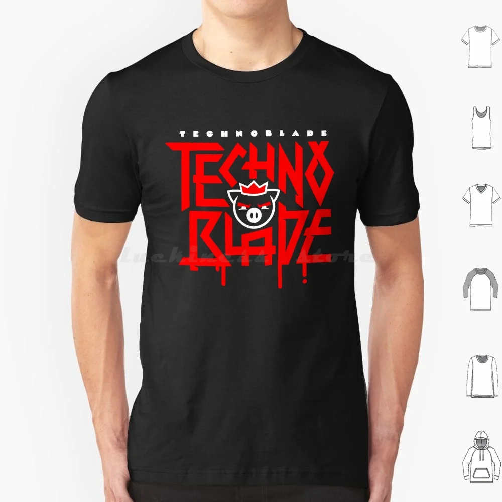 Technoblade Logo Red T Shirt Big Size 100% Cotton Technoblade Techno Dream Smp Dream Team Mcyt Pig King Techno Blade Agro