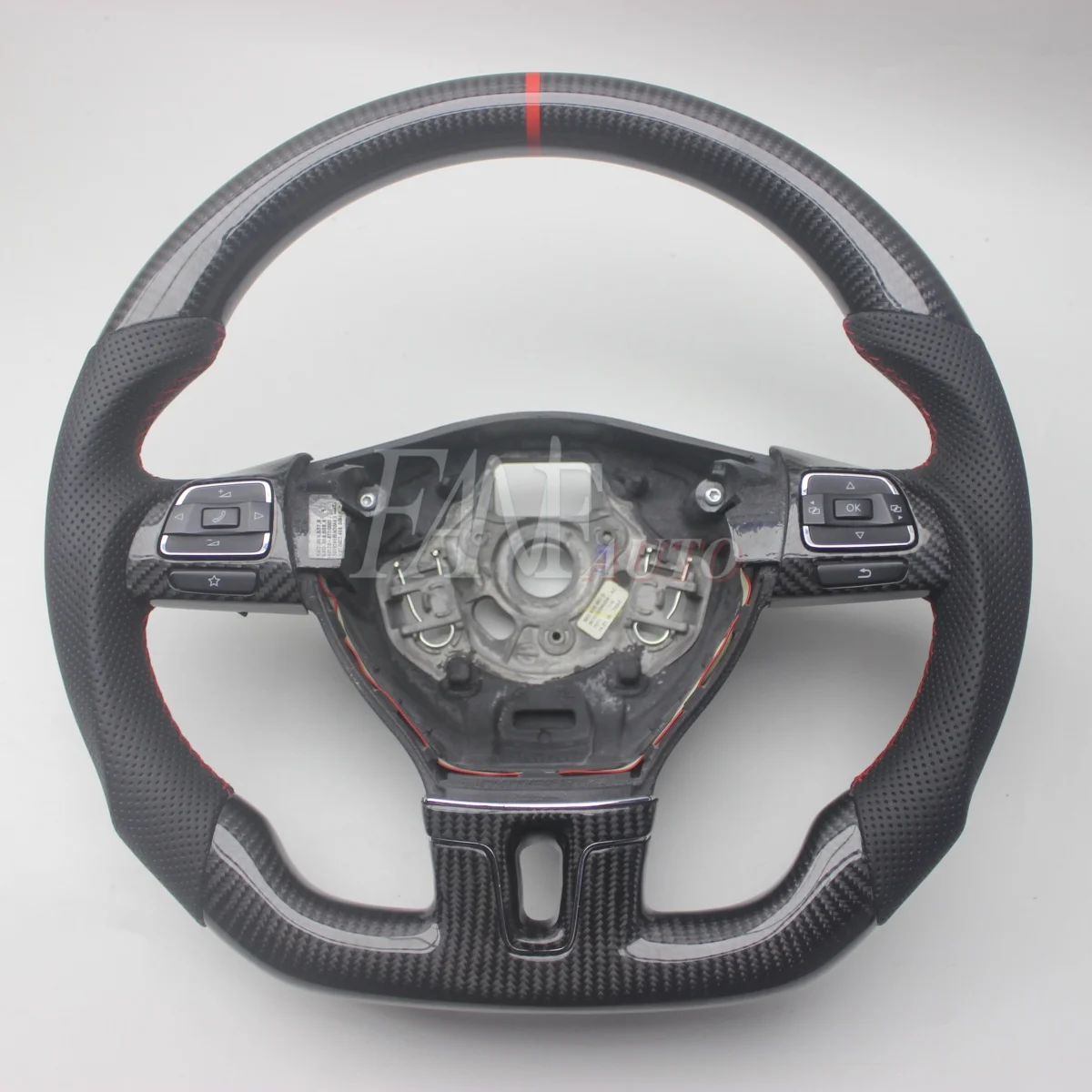 Replacement Real Carbon Fiber Steering Wheel with Leather for VW Volkswagen Golf 6 MK6 Passat B7 CC