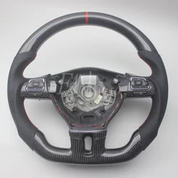 Replacement Real Carbon Fiber Steering Wheel with Leather for VW Volkswagen Golf 6 MK6 Passat B7 CC