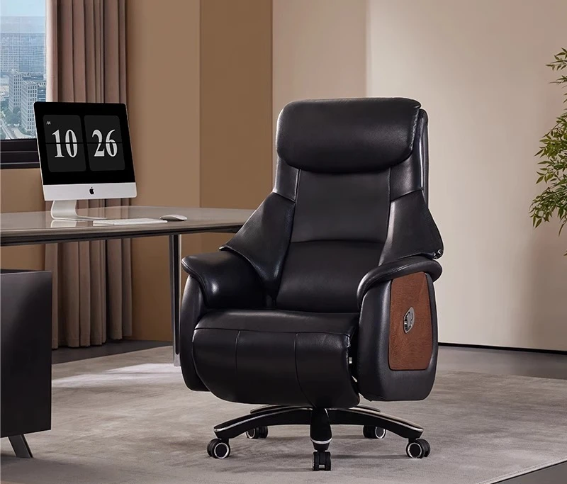 

High-end leather electric massage light luxury can lie down office computer chair can be lifted
