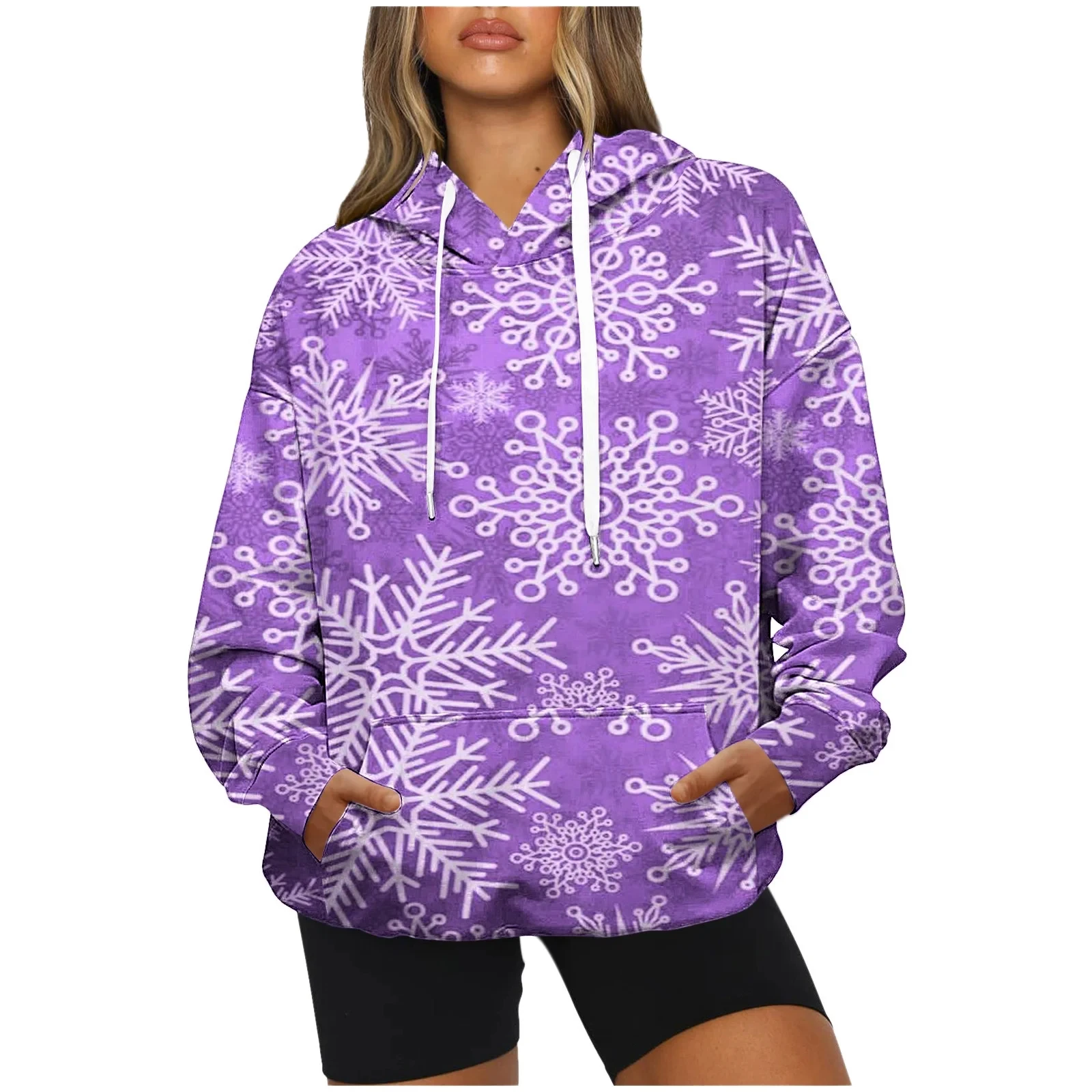 New Christmas Tree Hoodies Snowflake 3D Print Women Fashion Long Sleeve Hooded Sweatshirts Streetwear Pullovers Female Clothing