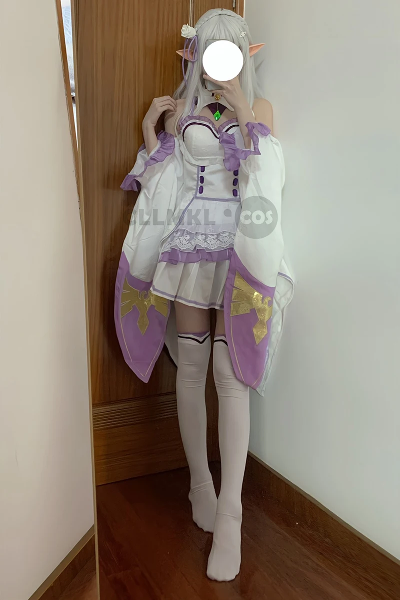 أزياء أنيمي ري زيرو كارا هاجيميرو إيسيكاي سيكاتسو إميليا التأثيرية فستان نسائي مع غطاء للرأس لحفلة الهالوين لوليتا كوس