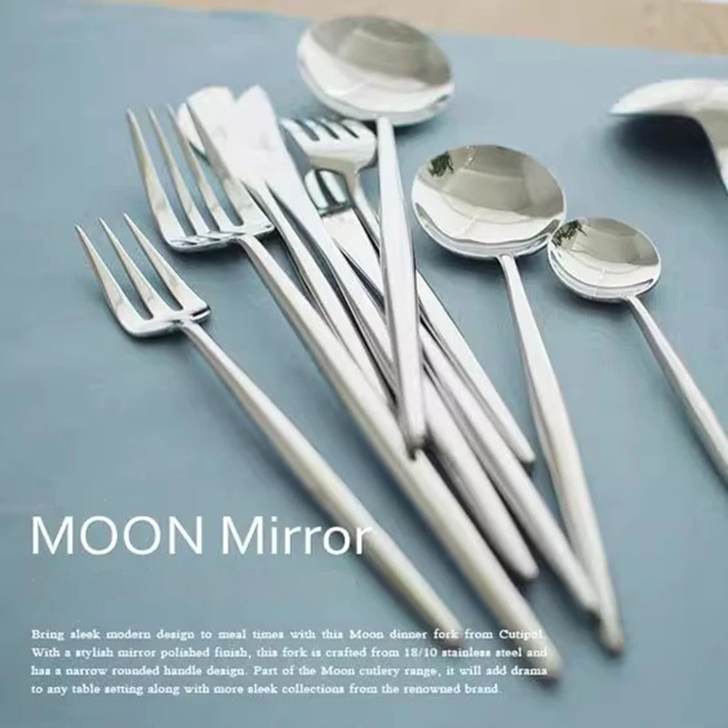 Mirror-polished Stainless Steel Western Tableware Set Four-piece Steak Knife Fork and Spoon Set for Home Use view 4
