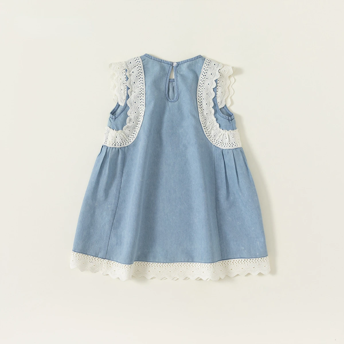 kids girl clothes sleeveless fashion cute style denim dress with lace summer dressing baby girl wear clothing